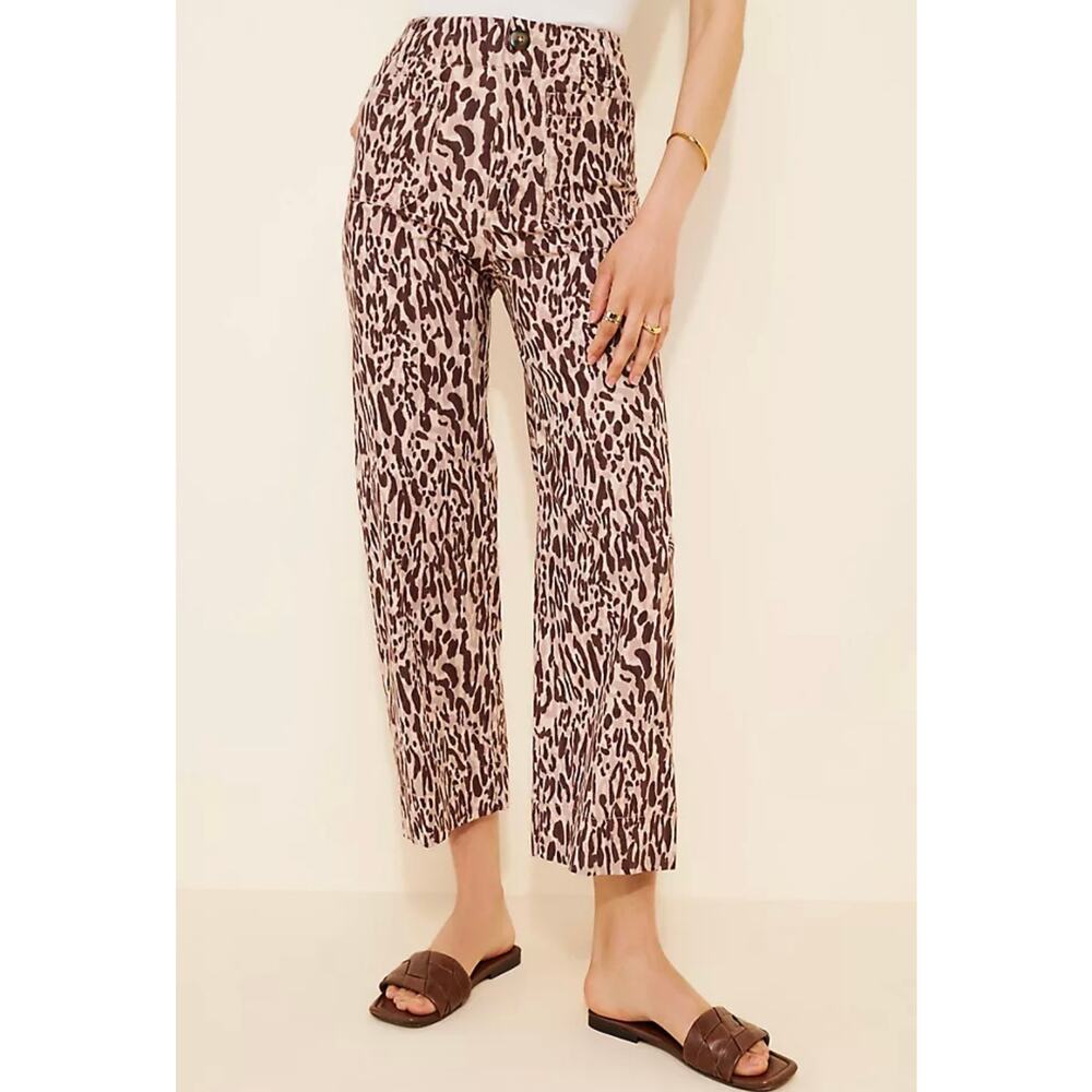 Maeve Brown and White Cropped Pants